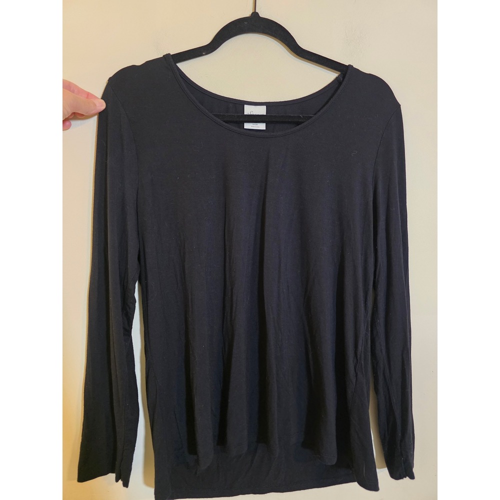 Soma Black Long Sleeve Scoop Neck Pajama Top Sleep Shirt Size Medium Short